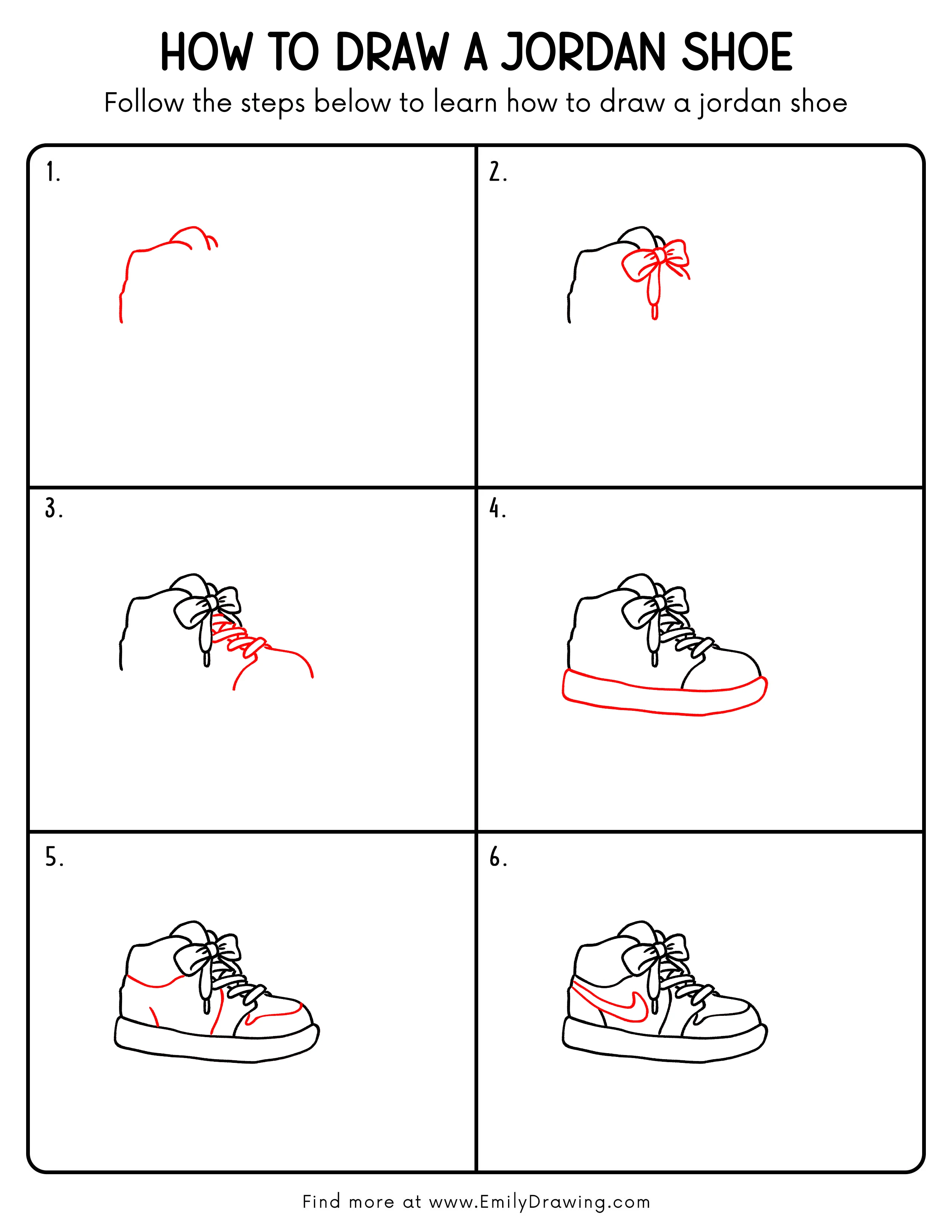 Printable Jordan Shoe Drawing Guide